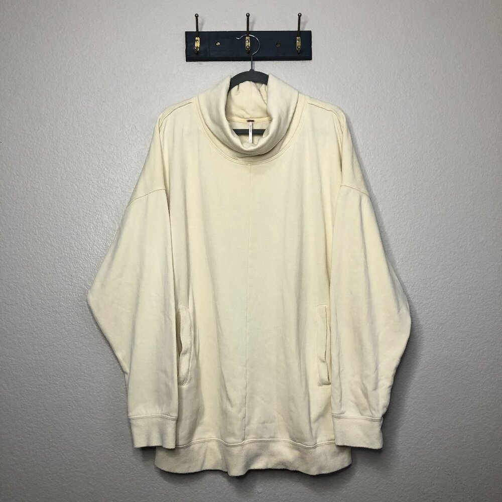 Free People Oversized Cowl Neck Sweater Women's M Lagenlook Cotton Cozy Comfy